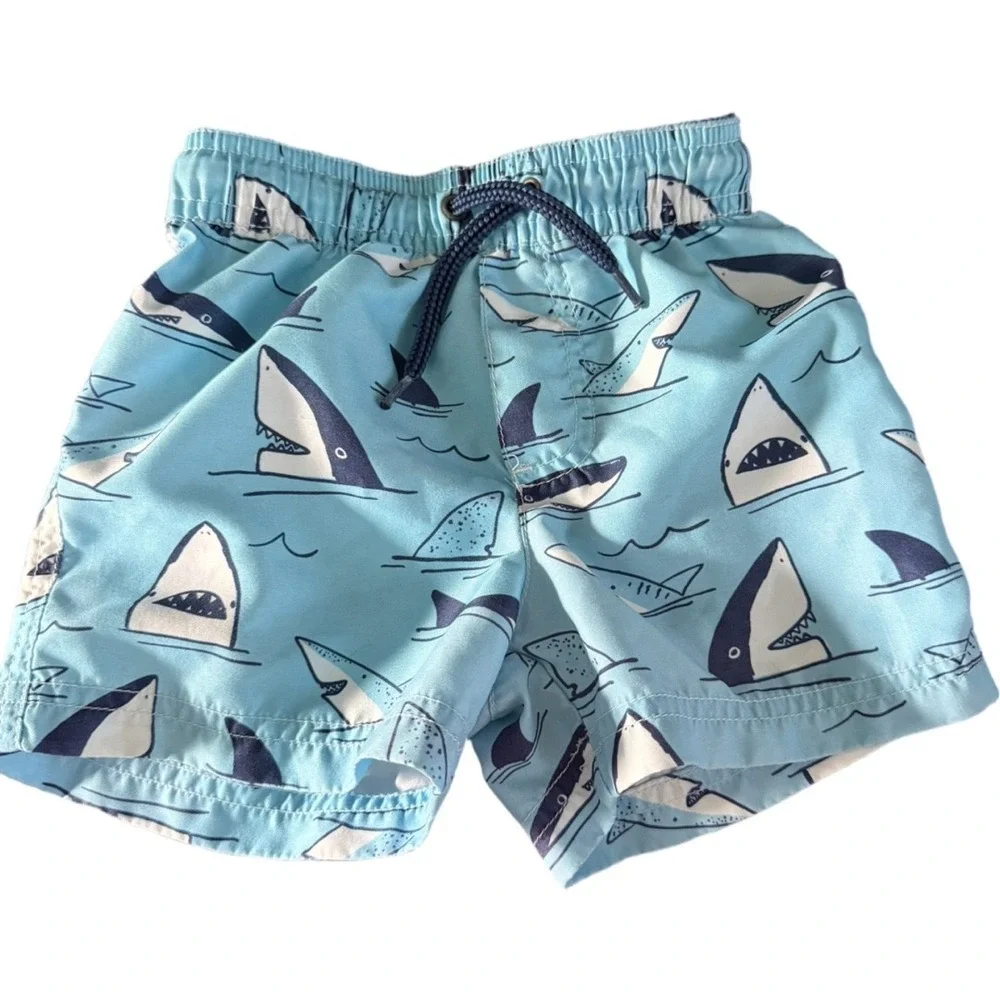 Carter's Shark Toddler Boy Swim Trunks Rash Guard Pool Beach Size 18 Months